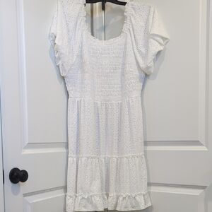Cato White Eyelet Dress